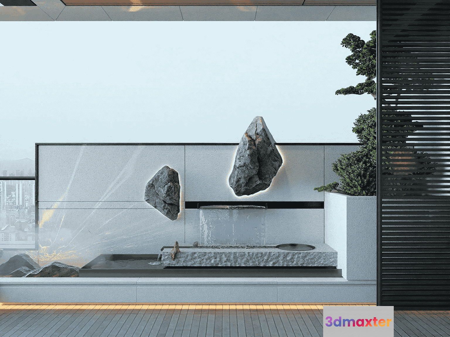 Modern Japanese Fountain 3D Model - 13201 - VRAY Render