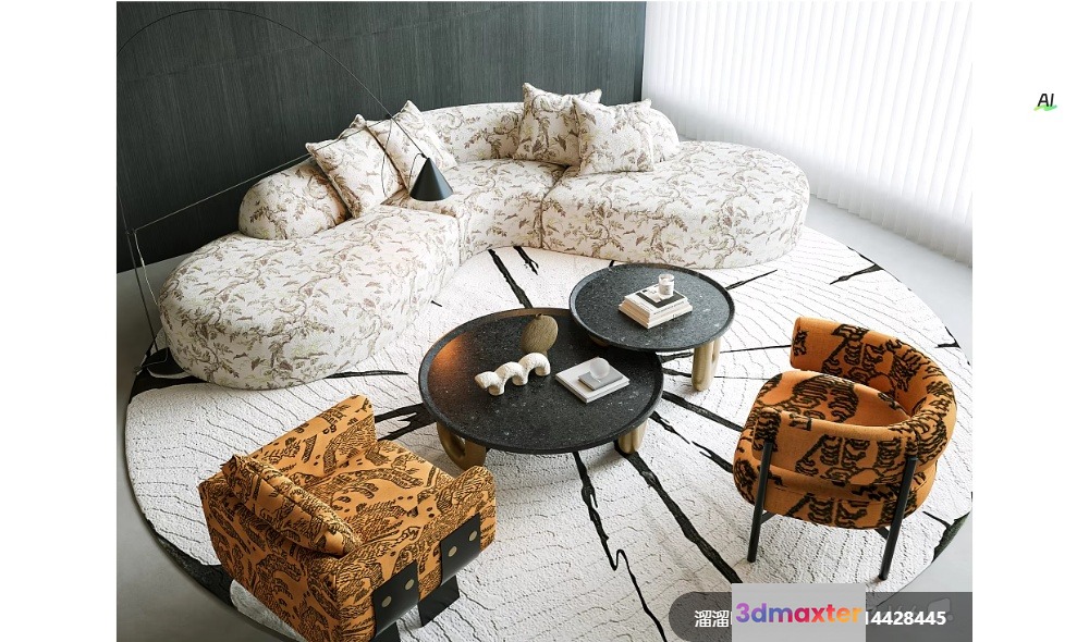 Modern Living Room 3D Model - 4001 - VRAY Render