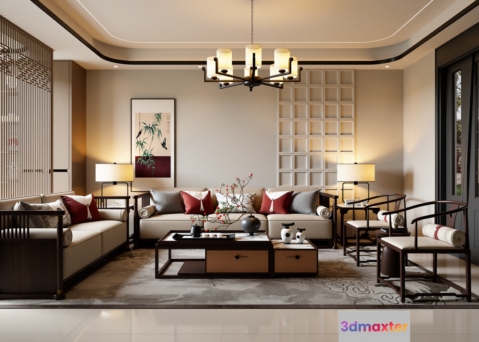 Modern Living Room 3D Model - 22196 - VRAY Render