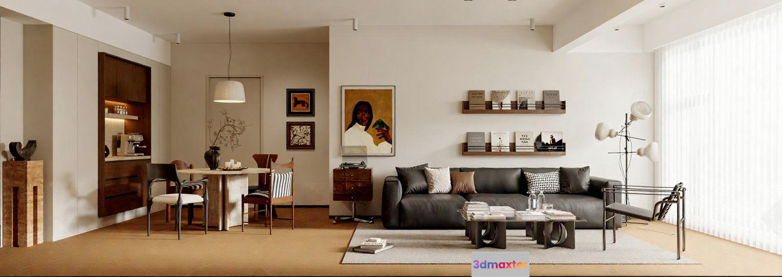 Modern Living Room 3D Model - 20340 - CORONA Render