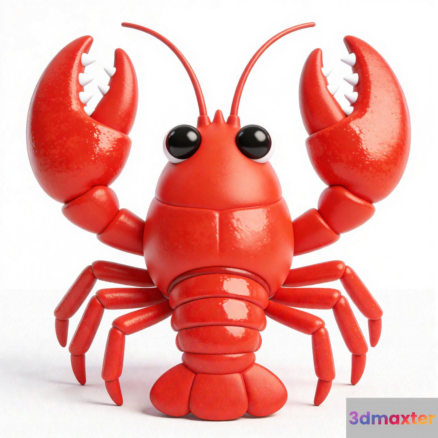 A Red Plastic Lobster 3D Model - 12789 - VRAY Render