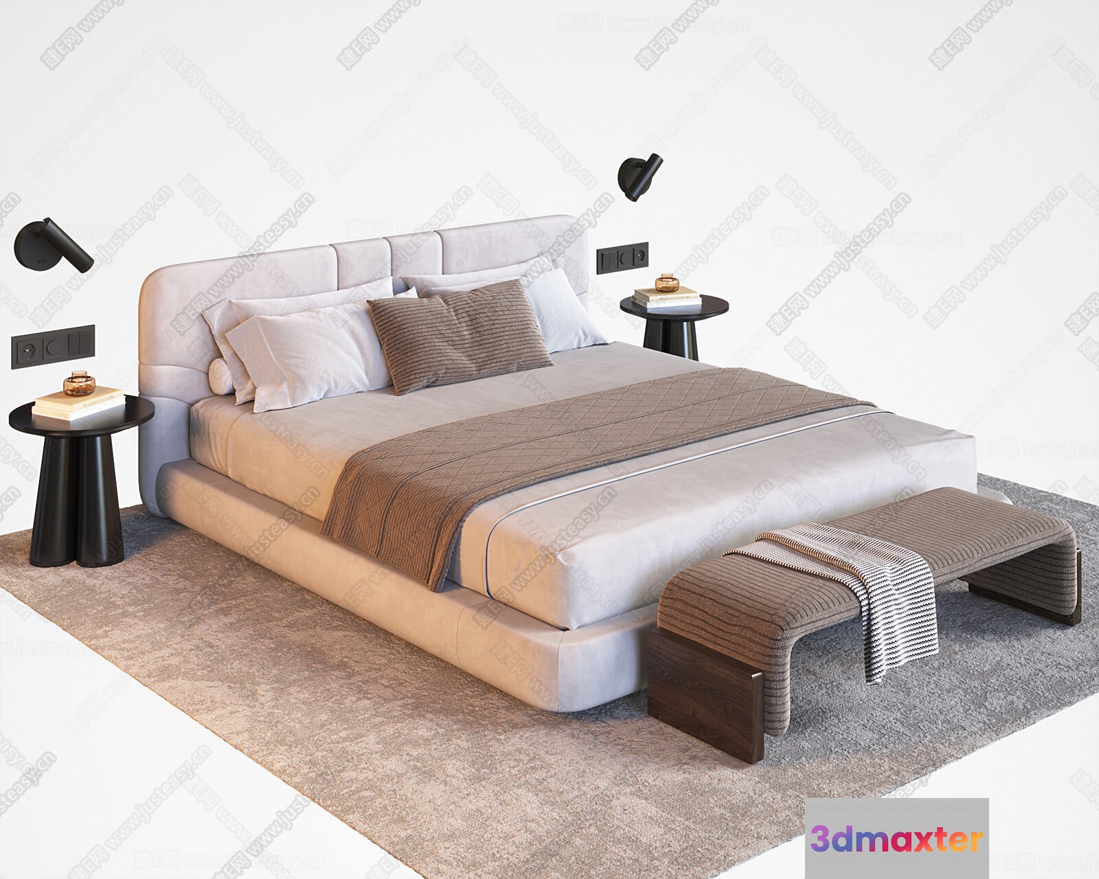 Cozy Modern Bedroom 3D Model - 17662 - VRAY Render