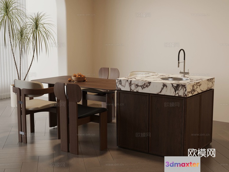 Modern Kitchen Island 3D Model - 12672 - VRAY Render