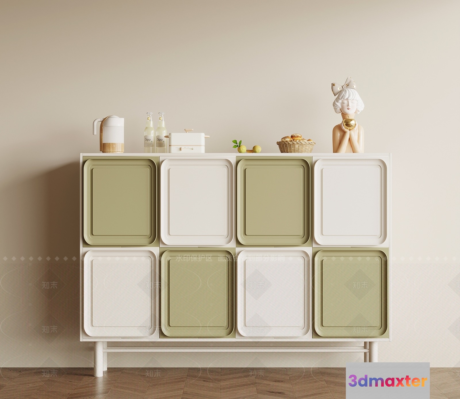 Modern White Cabinet 3D Model - 1451 - VRAY Render