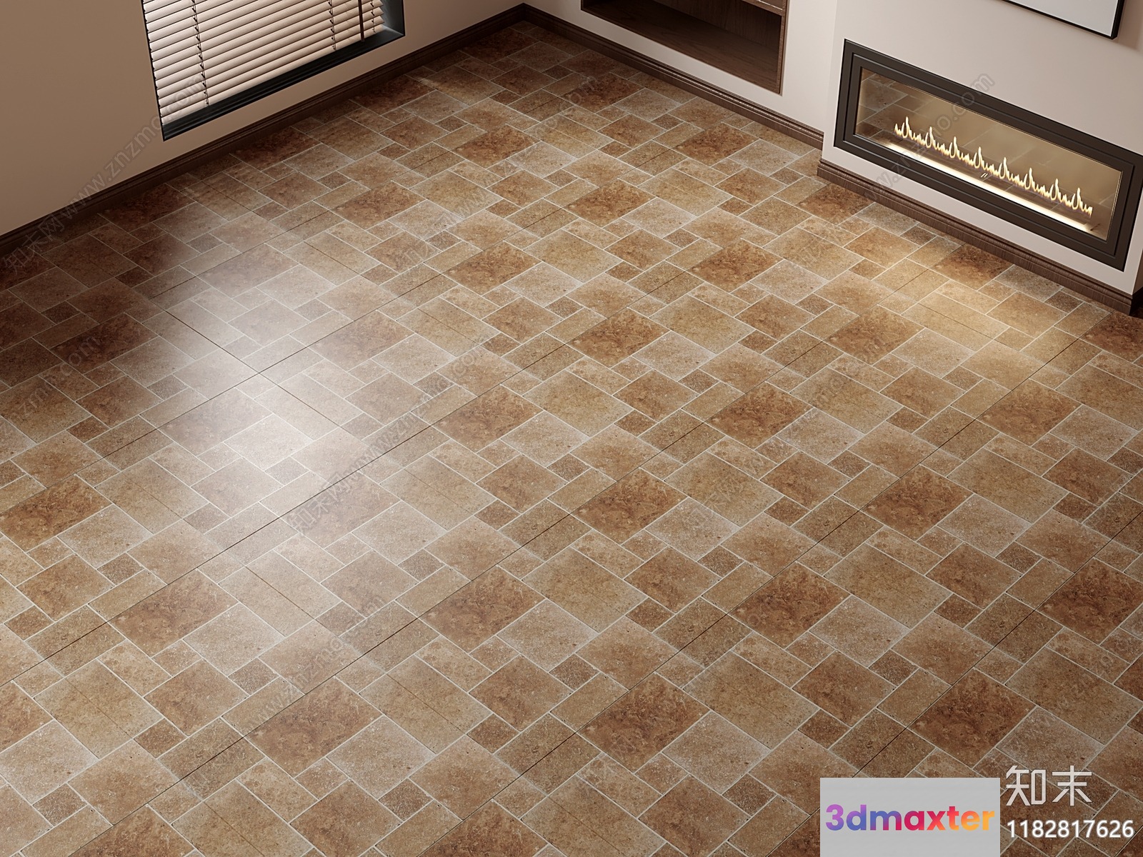 A Room With A Herringbone-Patterned Floor 3D Model - 8533 - VRAY Render