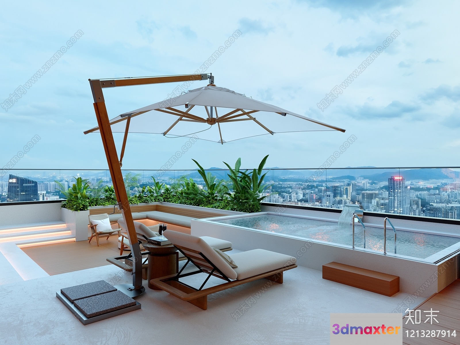 Modern Outdoor Lounge Area 3D Model - 20995 - VRAY Render