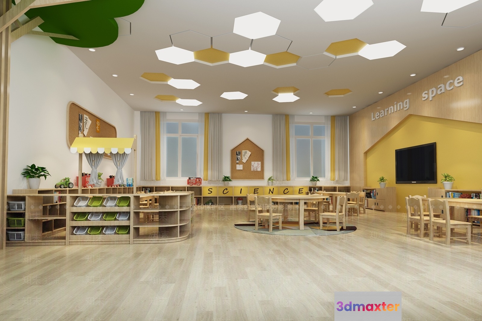 Modern Learning Space 3D Model - 3821 - VRAY Render