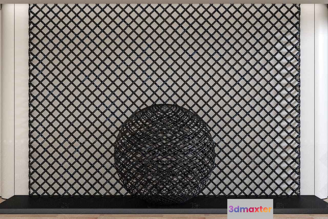 A Black Metal Ball On A Wall 3D Model - 2578 - VRAY Render