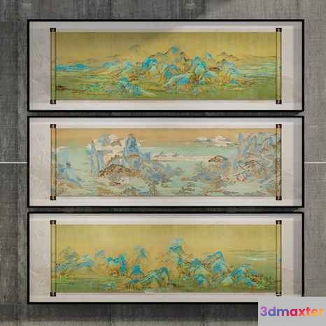 Three Framed Paintings 3D Model - 5088 - VRAY Render