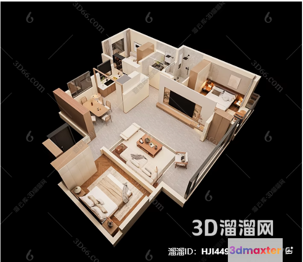 Cozy Modern Apartment 3D Model - 11000 - CORONA Render