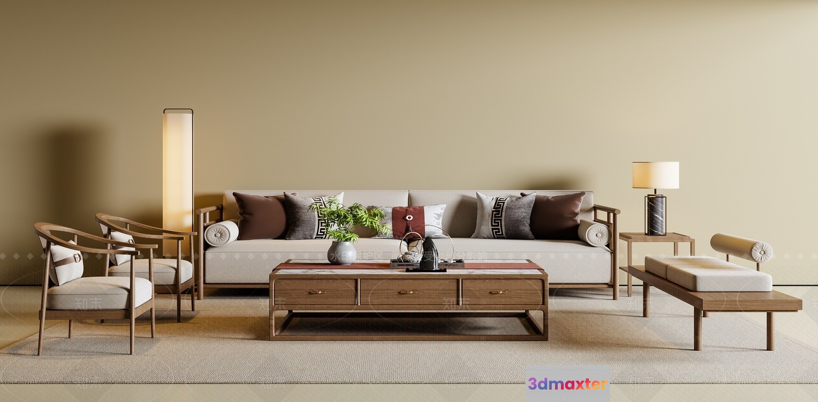 Modern Living Room 3D Model - 9254 - VRAY Render