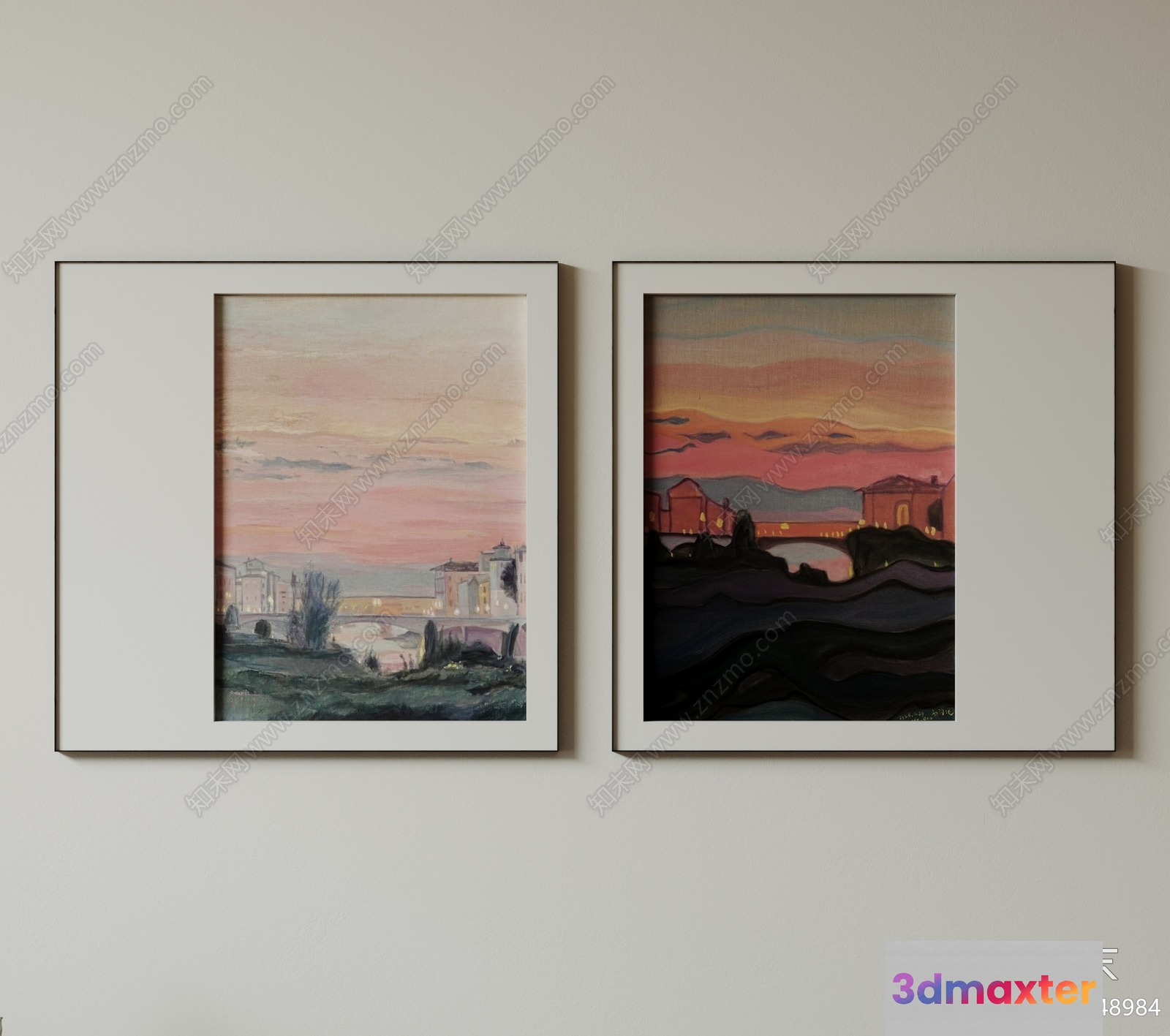 Two Framed Paintings On A Wall 3D Model - 5000 - VRAY Render
