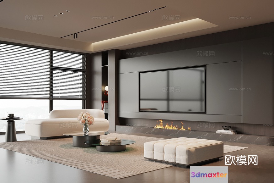 Modern Living Room 3D Model - 14323 - VRAY Render