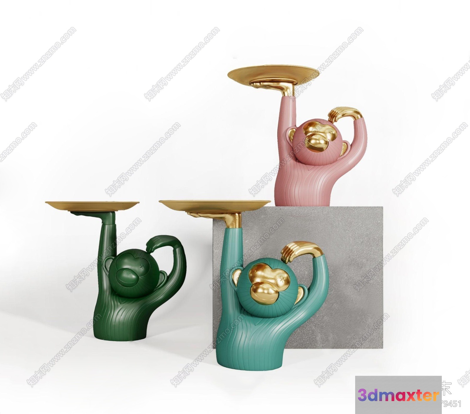 Modern Decorative Monkey Sculptures 3D Model - 3015 - VRAY Render