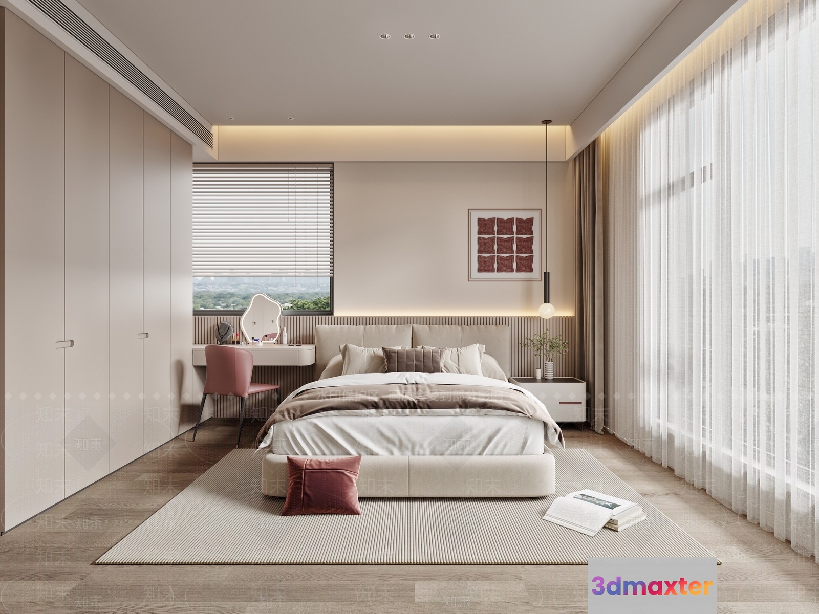 Modern Minimalist Bedroom 3D Model - 5772 - VRAY Render