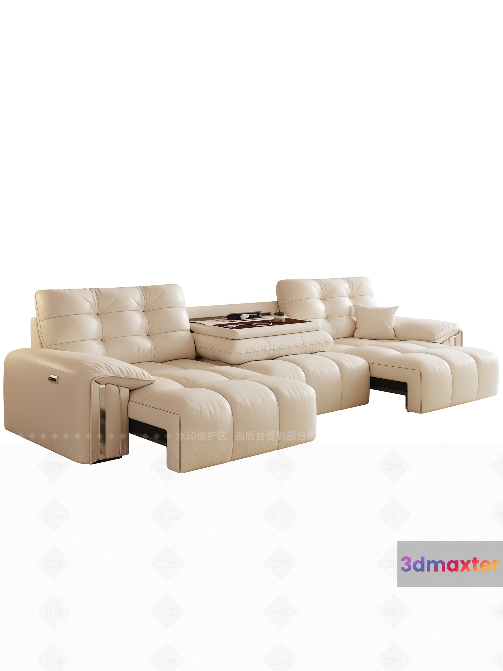 Modern Cream L-Shaped Sofa 3D Model - 10934 - VRAY Render