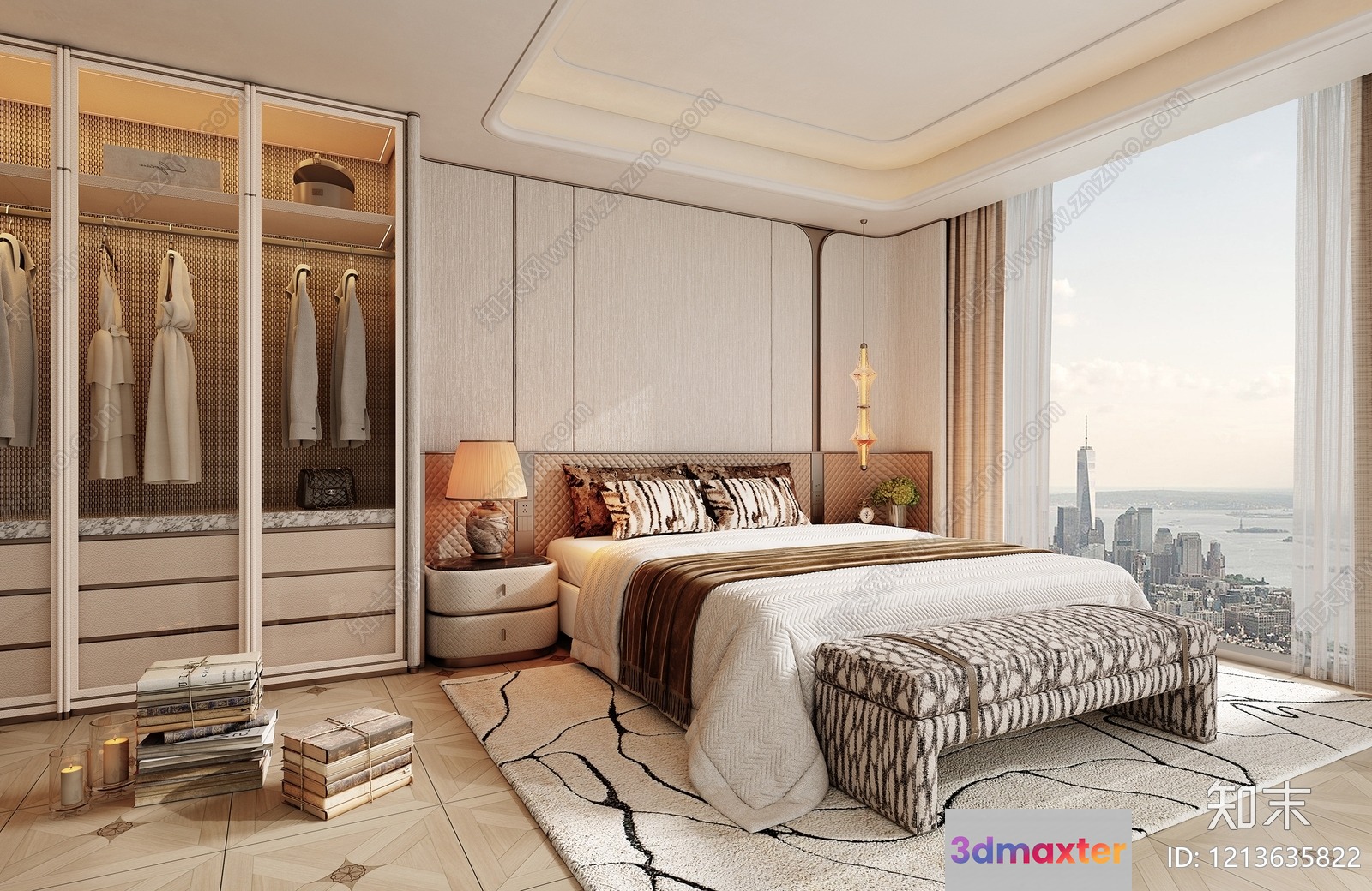 Modern Bedroom Decor 3D Model - 5682 - VRAY Render