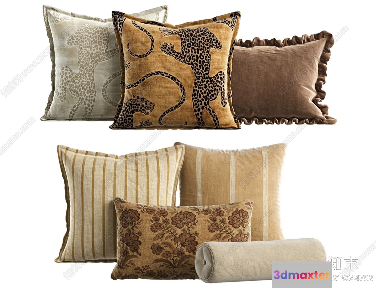 Neutral Throw Pillows 3D Model - 1373 - VRAY Render