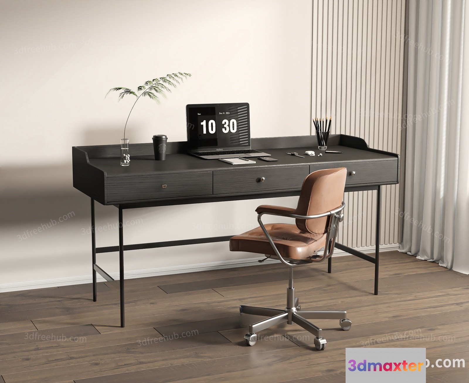Modern Home Office Setup 3D Model - 18536 - VRAY Render