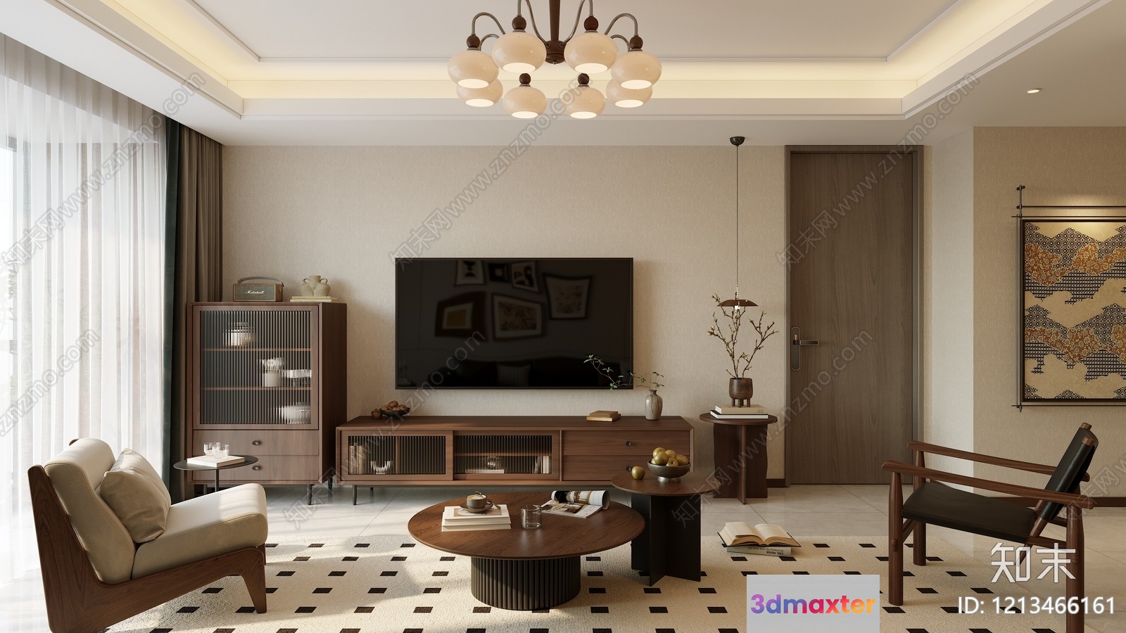 Modern Living Room 3D Model - 17856 - VRAY Render