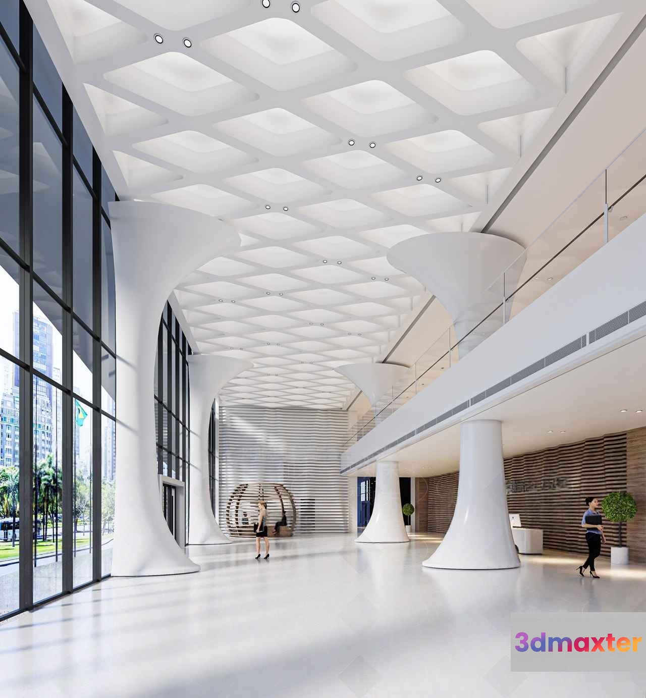 Modern Office Lobby 3D Model - 9032 - VRAY Render