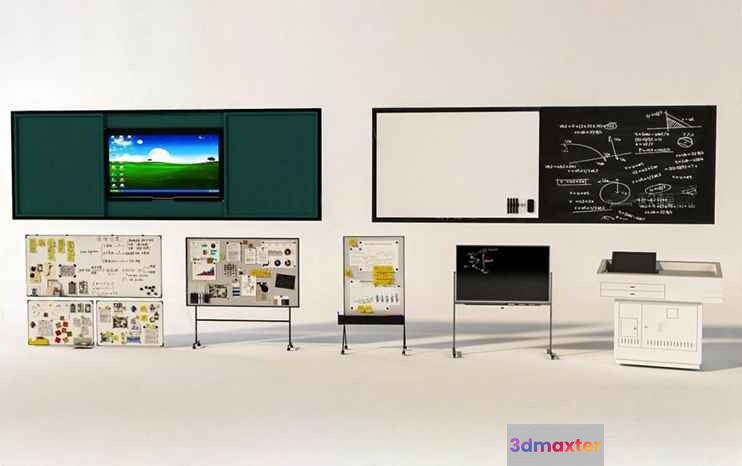 Office Whiteboard 3D Model - 15112 - VRAY Render