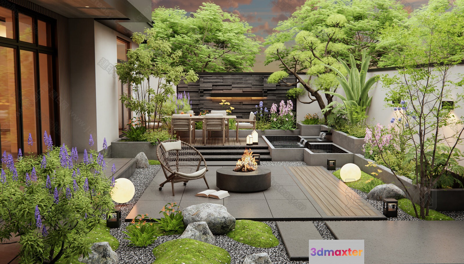Modern Outdoor Space 3D Model - 14405 - VRAY Render