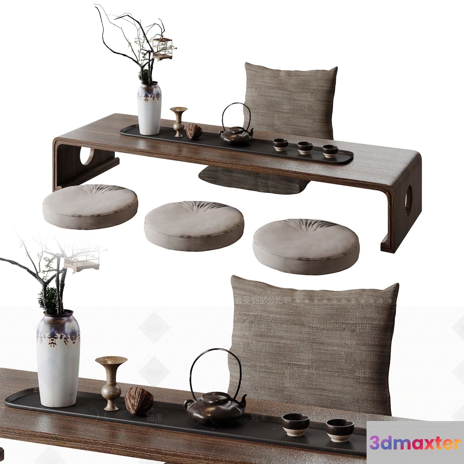 Modern Asian Tea Set 3D Model - 3857 - VRAY Render