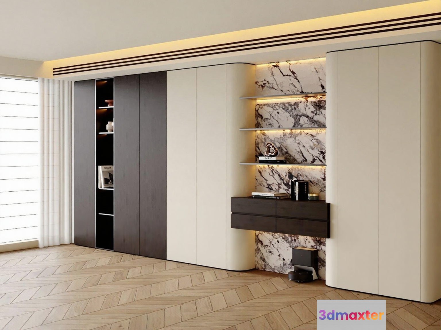 Modern Wall Unit 3D Model - 16672 - CORONA Render