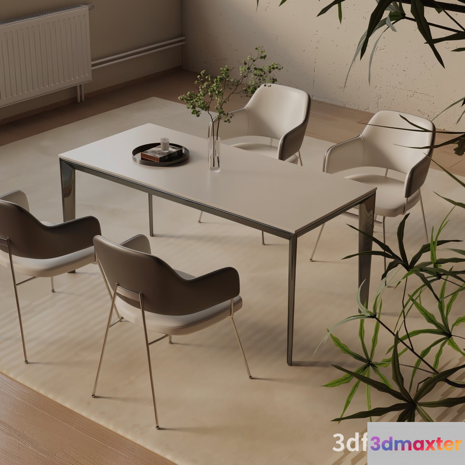 Modern Minimalist Dining Room 3D Model - 23474 - VRAY Render