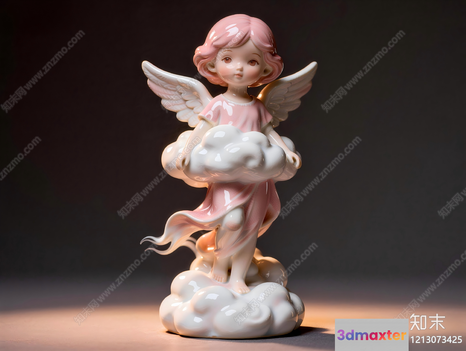 A Porcelain Angel Figurine 3D Model - 6911 - VRAY Render