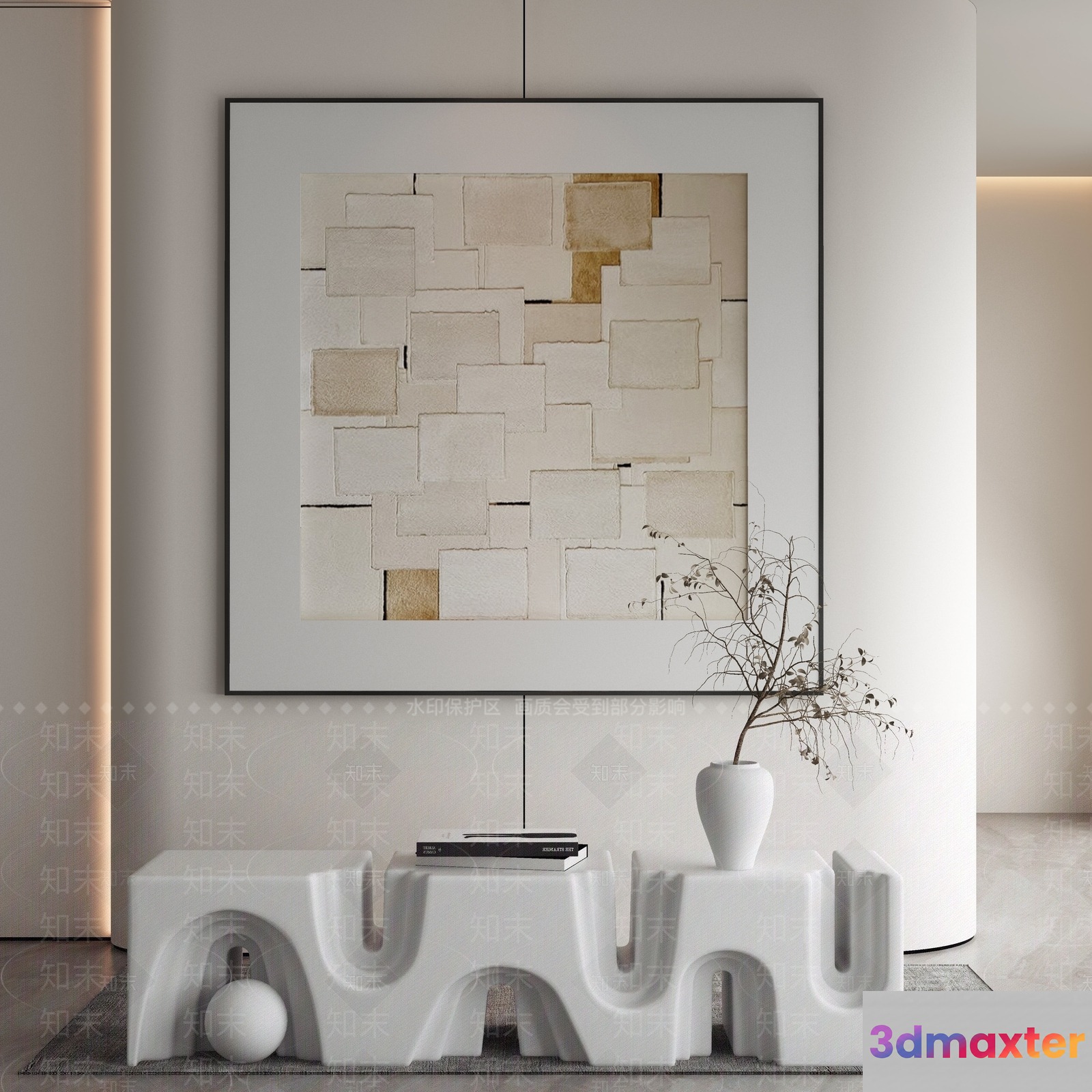 Modern Living Room 3D Model - 111 - VRAY Render
