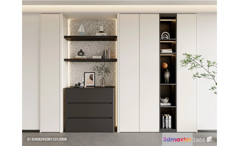 Modern Minimalist Shelving 3D Model - 8589 - VRAY Render