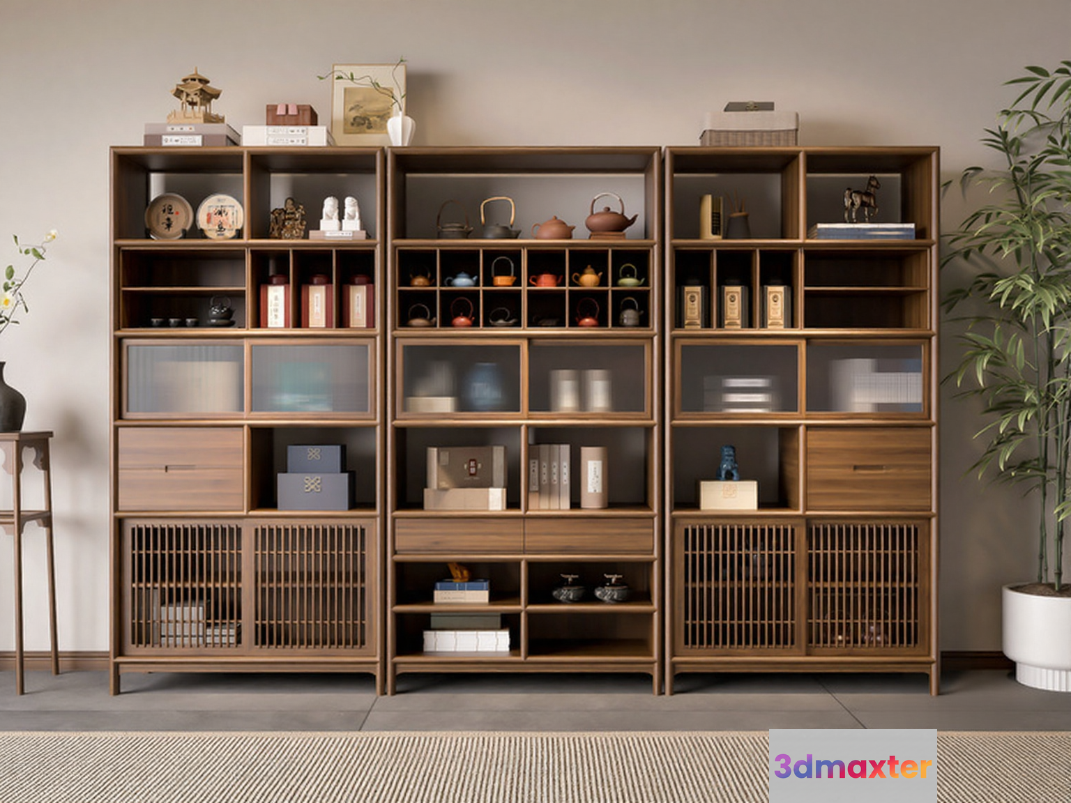 Wooden Shelving Unit 3D Model - 1822 - VRAY Render