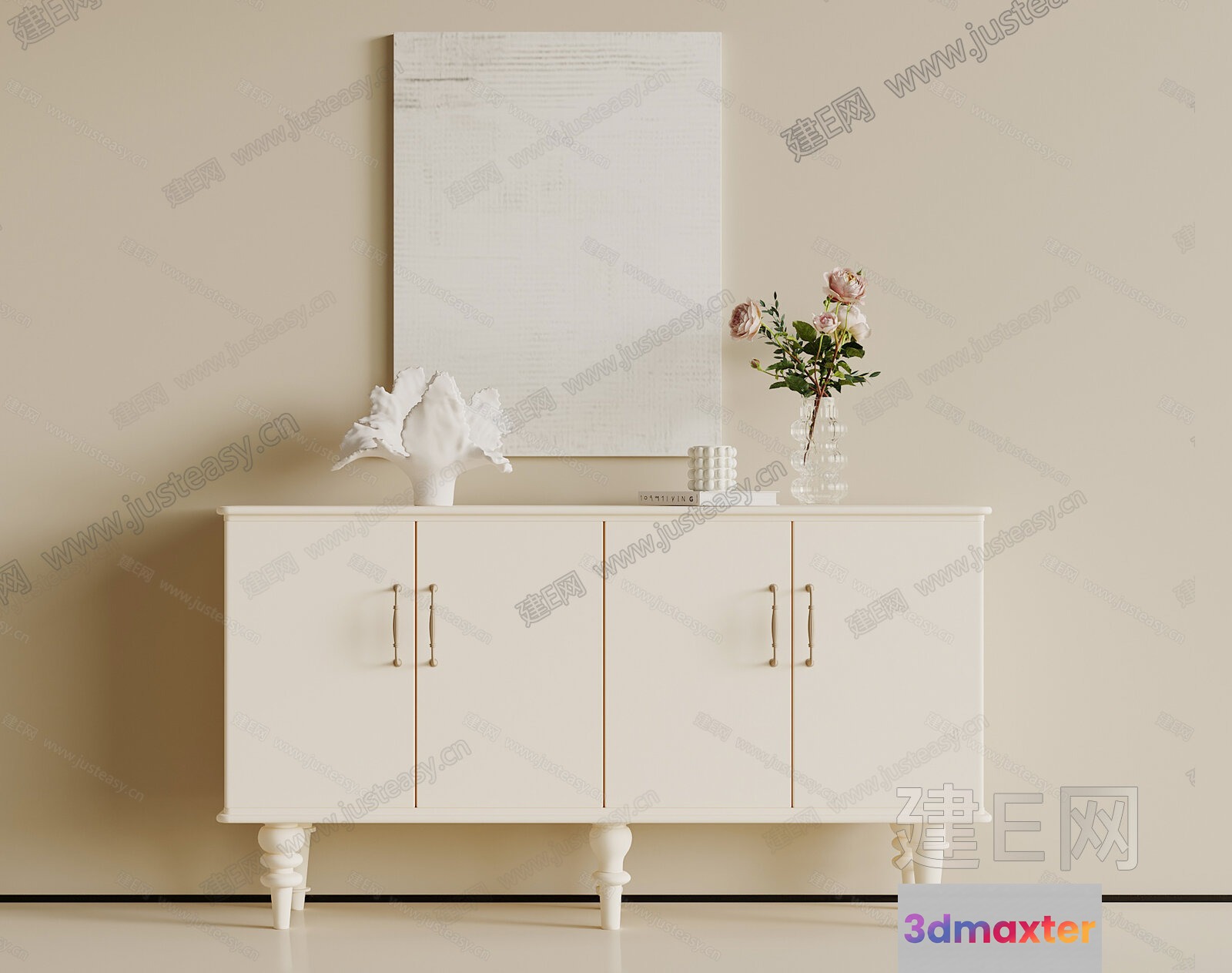 A White Cabinet 3D Model - 4084 - VRAY Render