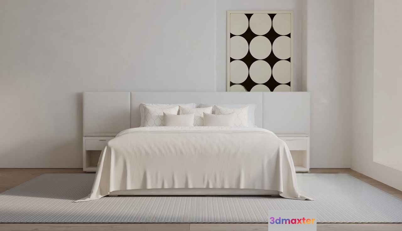 Cozy White Bedroom 3D Model - 672 - VRAY Render