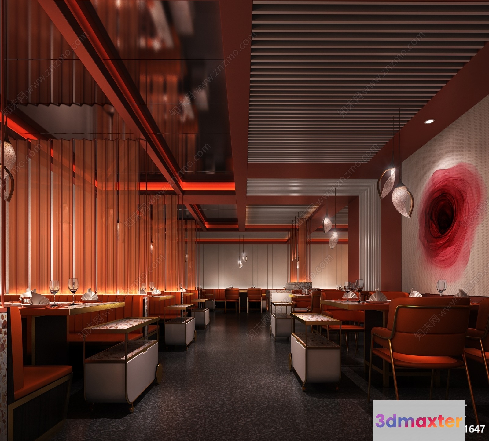 Modern Restaurant Interior 3D Model - 14306 - VRAY Render