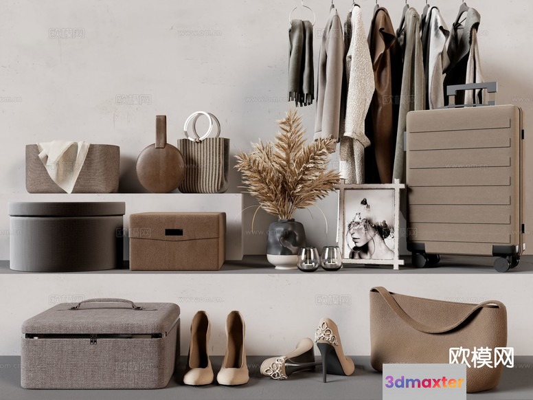 Neutral-Toned Accessories 3D Model - 8446 - CORONA Render