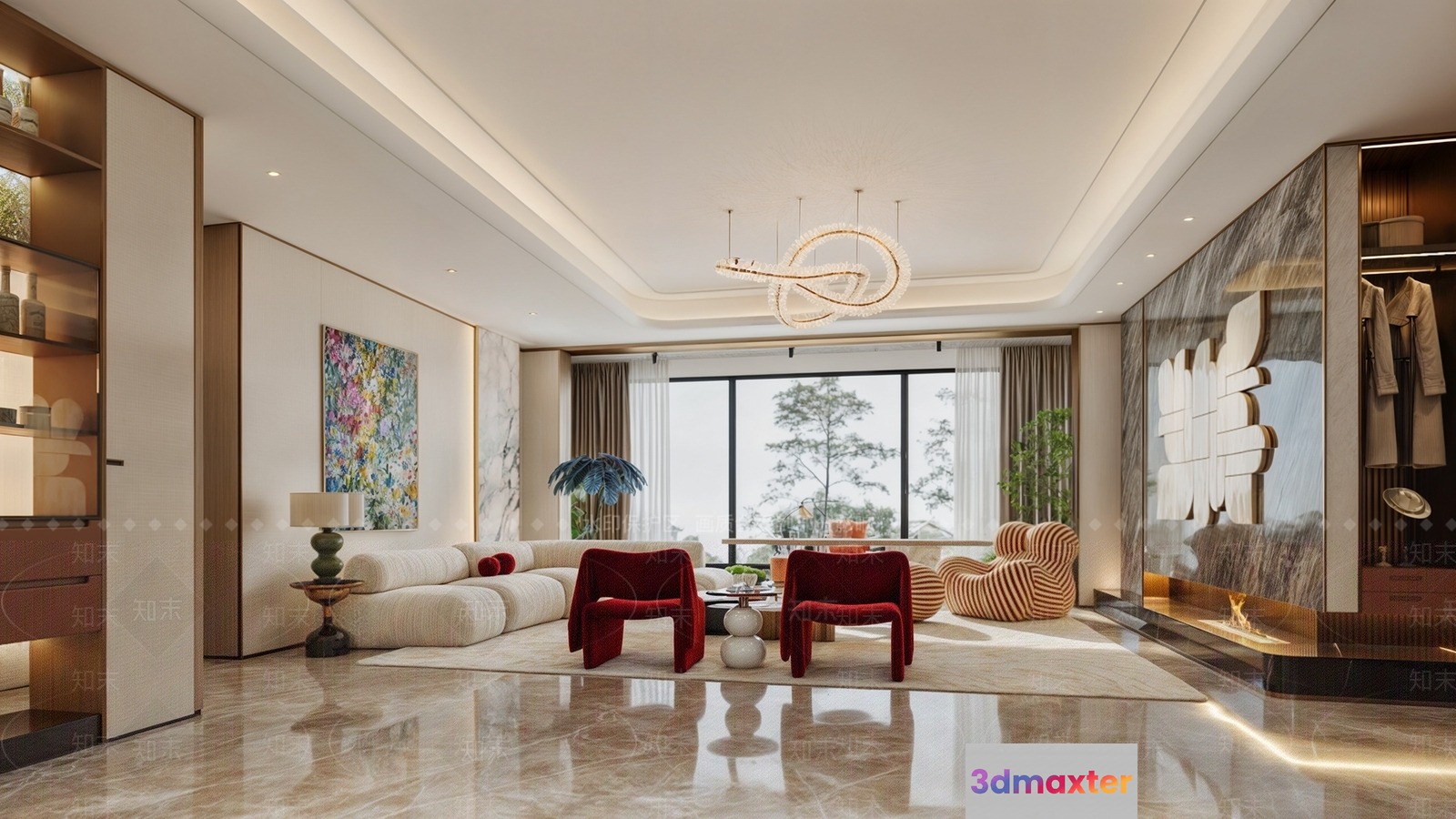 Modern Living Room 3D Model - 12087 - VRAY Render