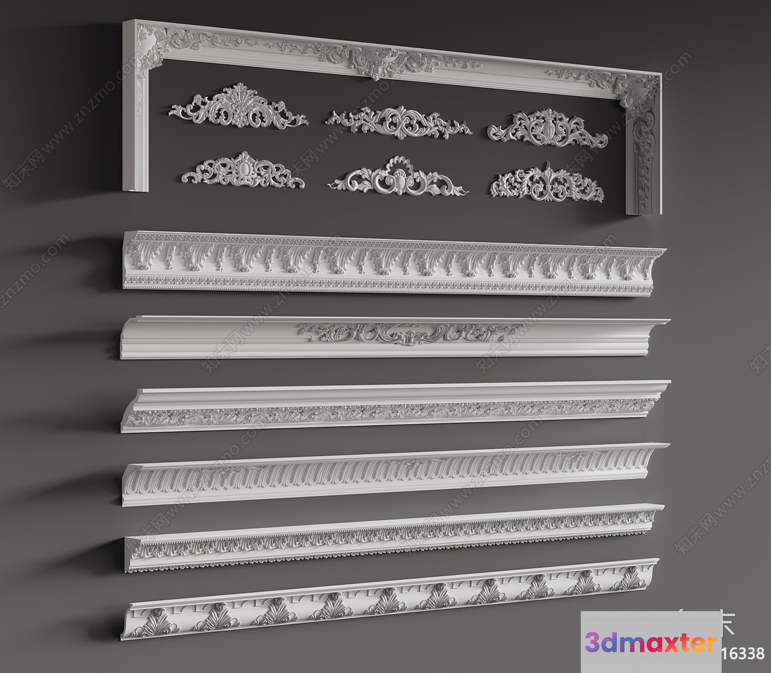 Classic White Molding 3D Model - 11768 - VRAY Render