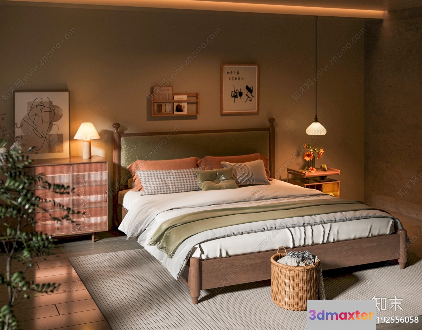Cozy Bedroom 3D Model - 1116 - CORONA Render