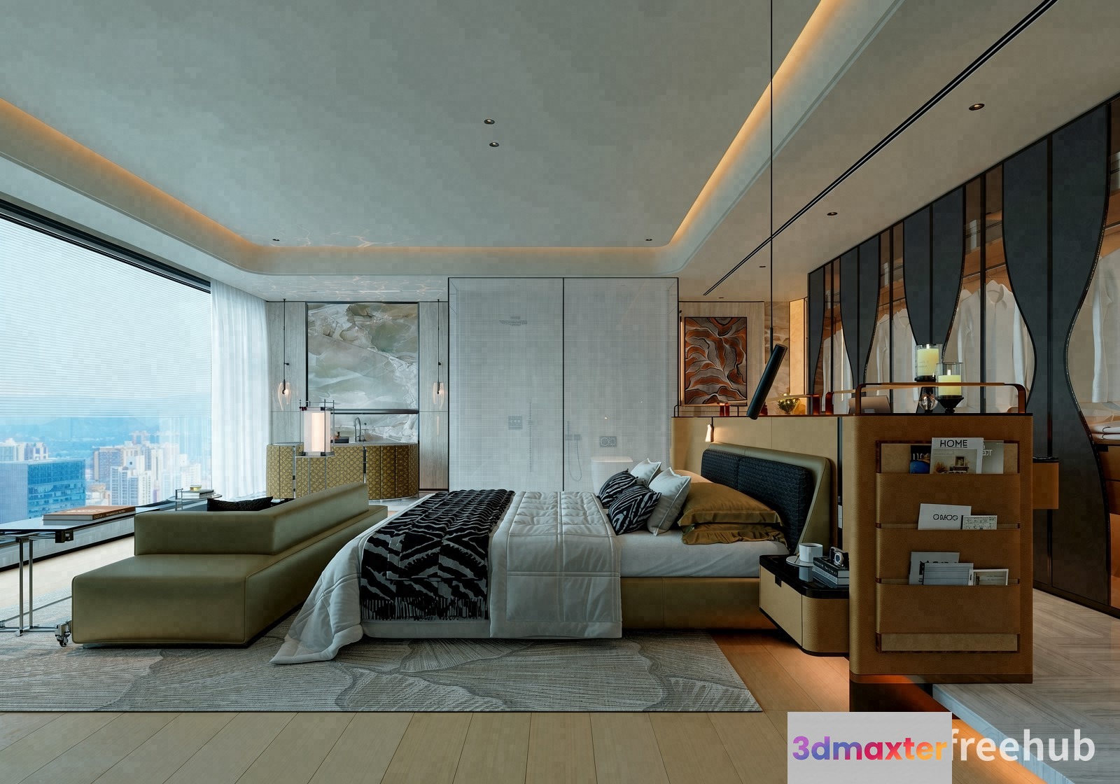 Cozy Modern Bedroom 3D Model - 23352 - VRAY Render