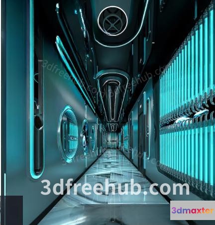 A Futuristic Hallway 3D Model - 18949 - VRAY Render