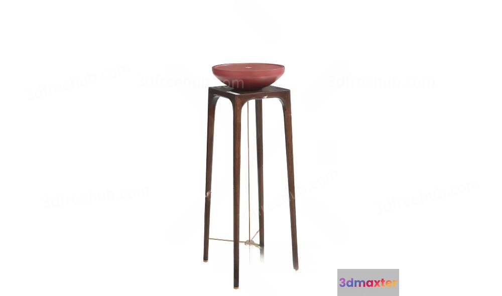A Tall Wooden Stand With A Bowl On Top 3D Model - 21626 - VRAY Render