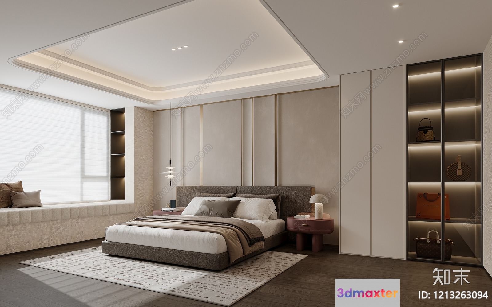Cozy Modern Bedroom 3D Model - 7895 - VRAY Render