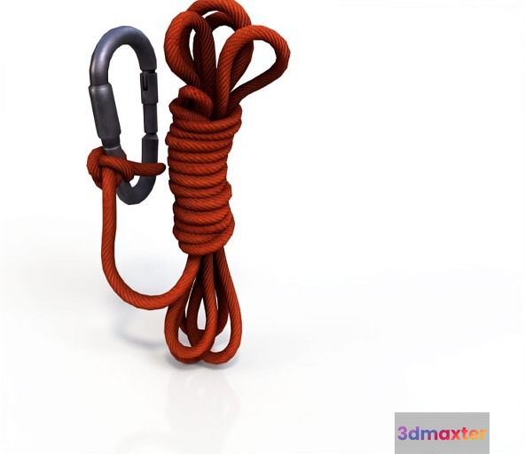 A Red Rope With A Carabiner 3D Model - 19713 - VRAY Render
