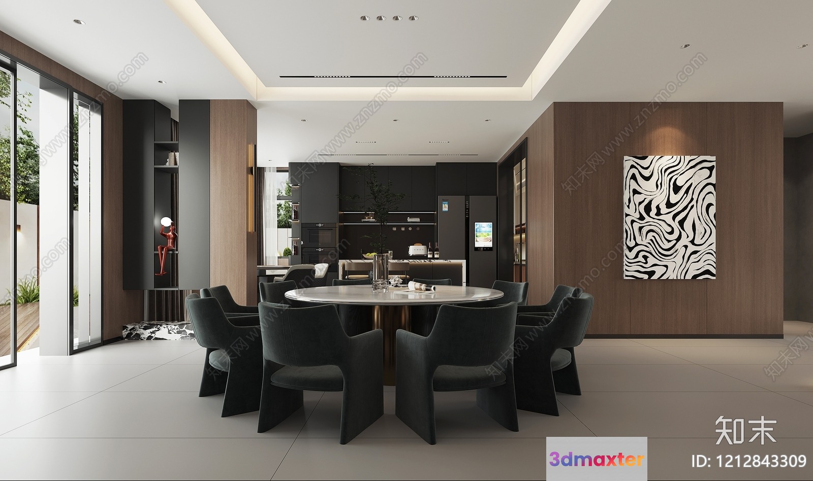 A Modern Dining Room 3D Model - 17461 - VRAY Render