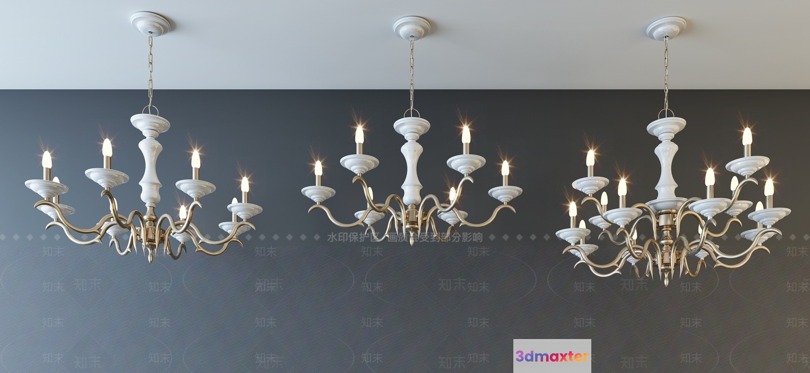 Gold Light Fixture 3D Model - 13789 - VRAY Render