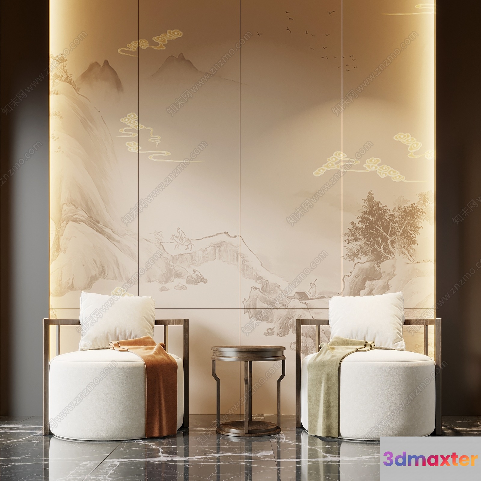 Modern Living Room 3D Model - 9717 - VRAY Render