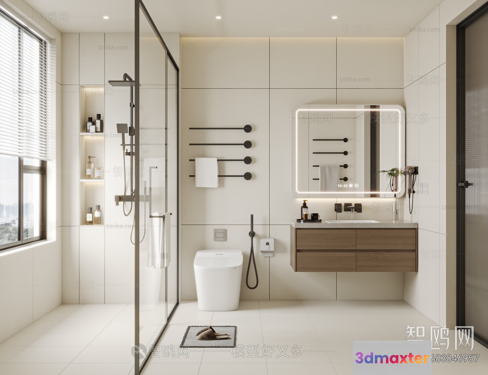 A Modern Bathroom 3D Model - 14363 - VRAY Render
